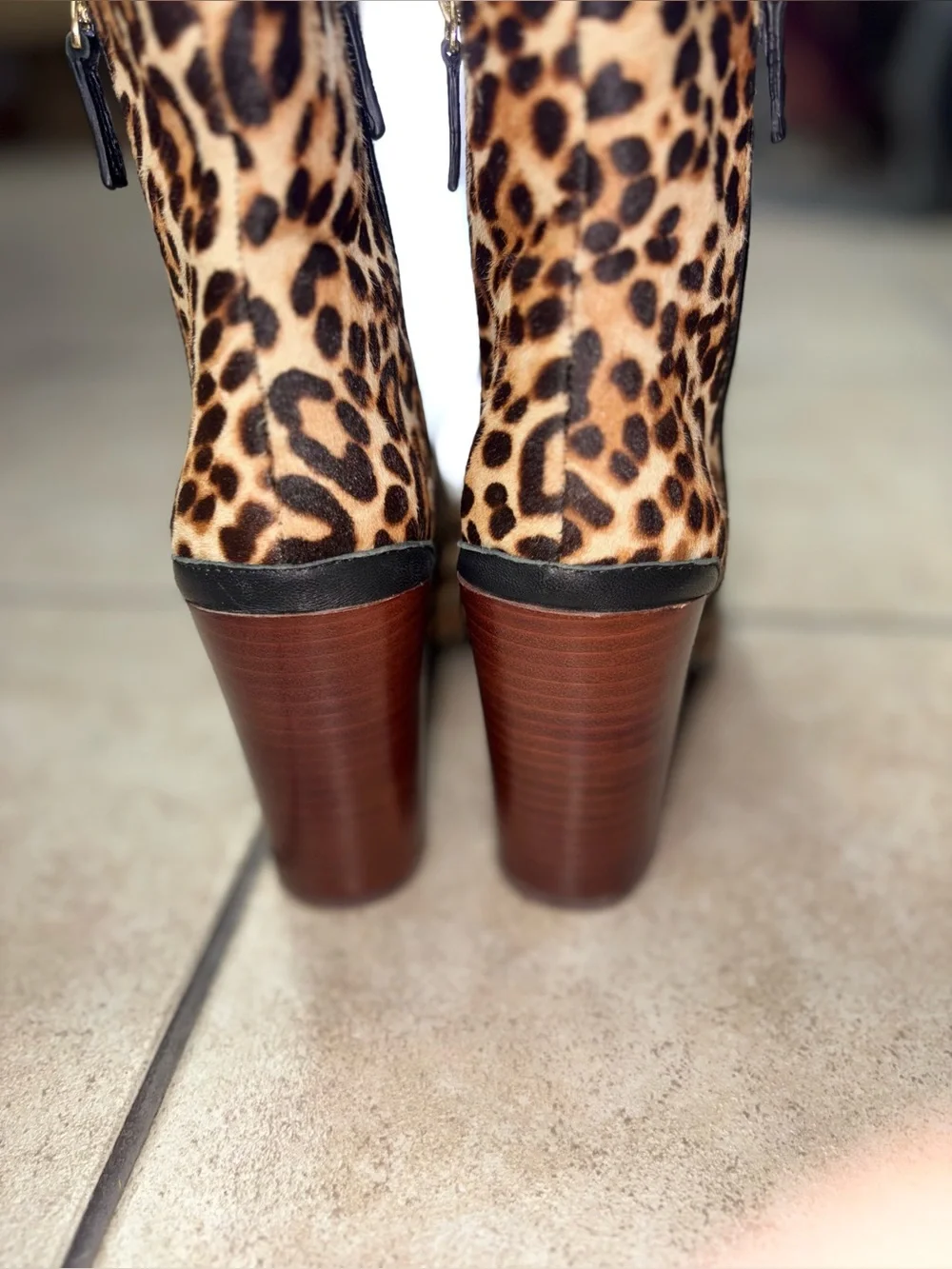 Katherine Ankle Booties in Leopard Print - Tan/Brown